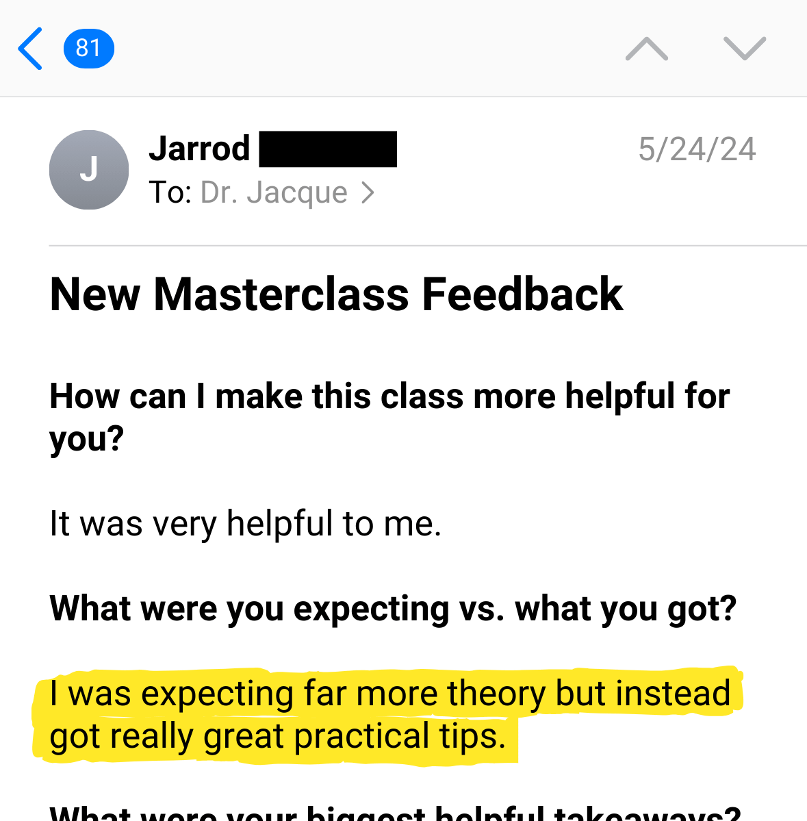 Child Behavior Clinic Masterclass Feedback - Testimonial - Great practical tips