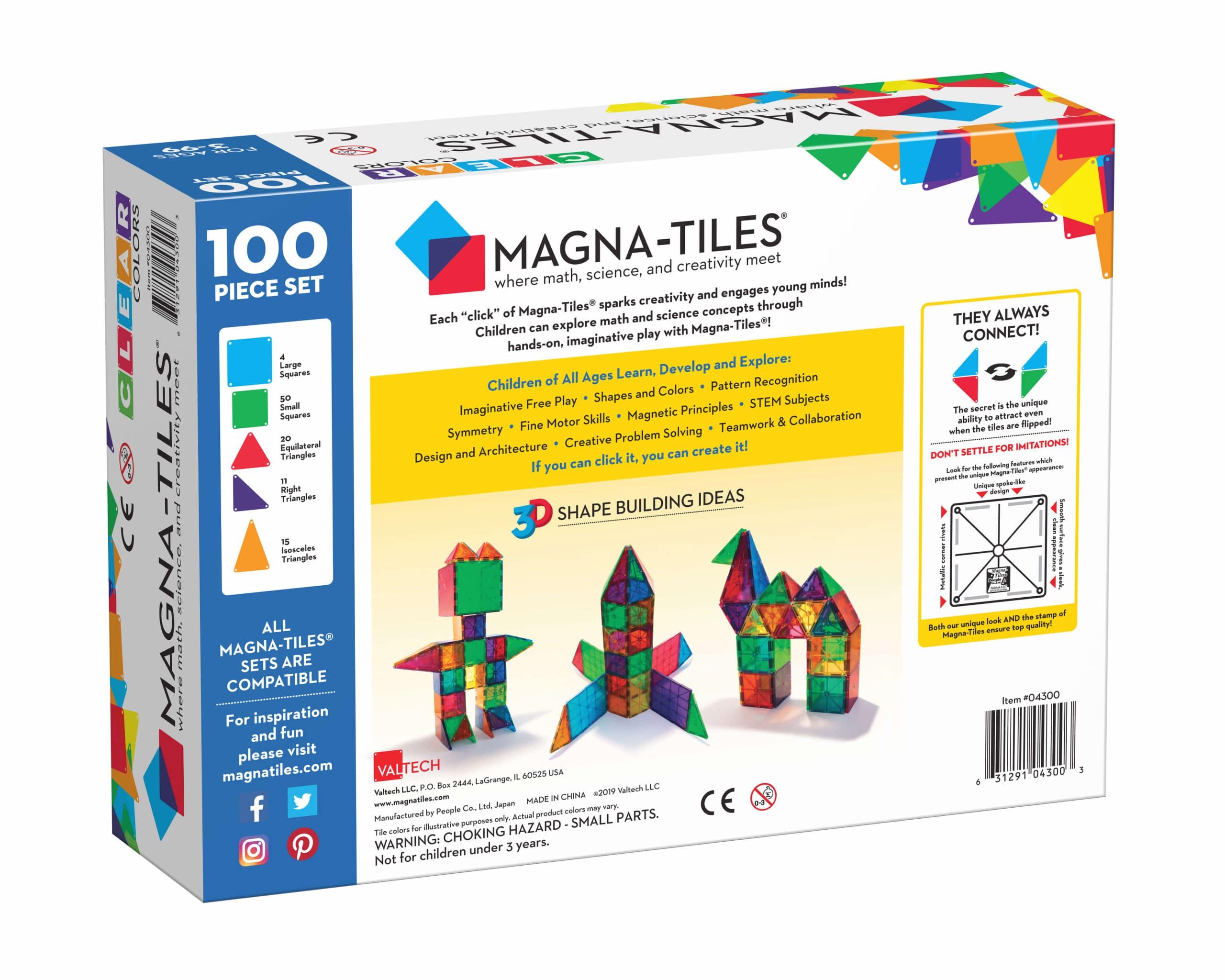 Magna-Tiles Clear Colors 100 Piece Set