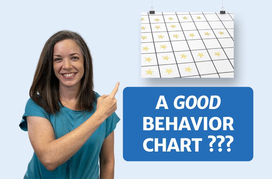 Dr. Jacque Pointing to a Behavior Chart With the Words - A Good Behavior Chart